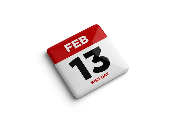 Illustration Calendar February Calendar White Background Valentine Week Kiss Day — Foto de Stock