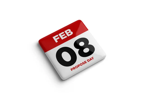 Illustration Calendar February Calendar White Background Valentine Week Propose Day — Foto de Stock