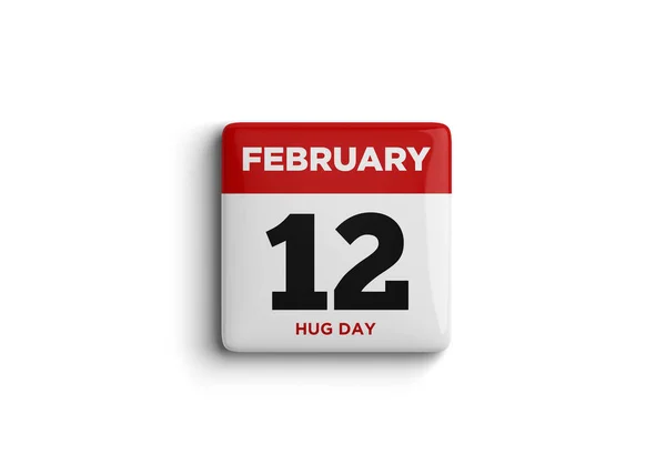 3d illustration of calendar with 12 February Calendar on white background. Valentine\'s week. Hug Day. 12th of February