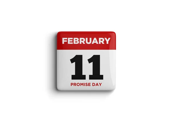 3d illustration of calendar with 11 February Calendar on white background. Valentine\'s week . Promise Day.11th of February