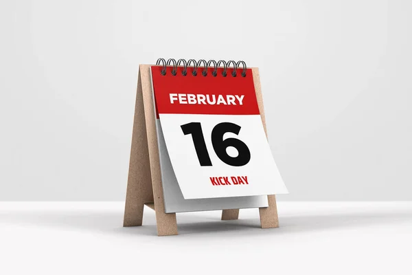 Illustration Calendar February Calendar White Background Valentine Week Kick Day — Foto de Stock