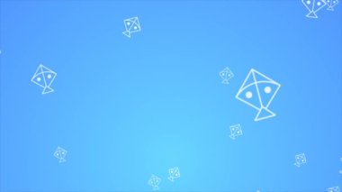 White kite shape flying on blue background. Makar Sankranti Abstract Kite particles on blue background.  