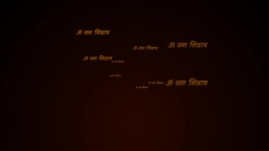 Om Namah Shivay Word Cloud - Karanlık Arkaplanda Uçan Kelimeler, Sanskritçe yazıt, Devanagari: Çeviri: 