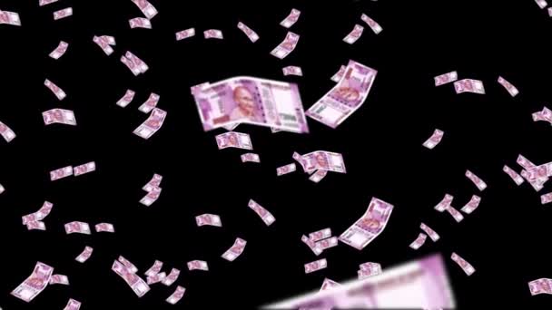 Індійська Валюта Рупей Відзначає Летить Чорному Тлі — стокове відео