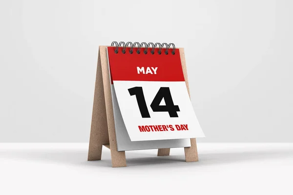 3d illustration of calendar with 14 May Calendar on white background, , Translation: \
