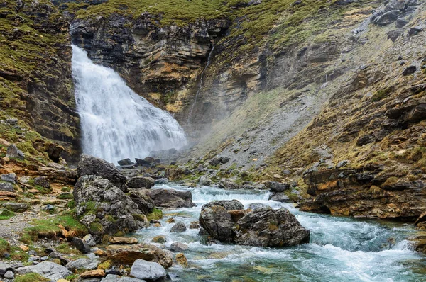 Waterfall known as cola de caballo or horse tail in the spanish pyrenees
