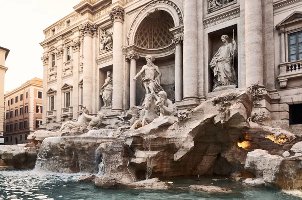 Ein Detail Der Fassade Des Trevi Brunnens Rom — Stockfoto