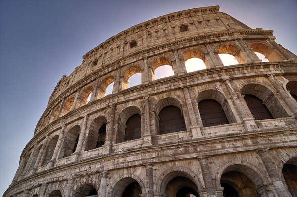 Detail of the facade of the Roman coliseum
