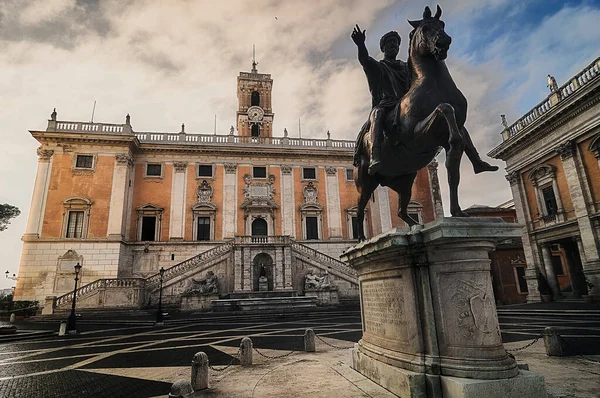 Blick Auf Die Marco Aurelio Statue Auf Dem Kapitol Rom — Stockfoto