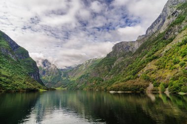 Rüyaların fiord 'unun sonu. Gudvangen köyüne varan dar fiord olarak biliniyor.