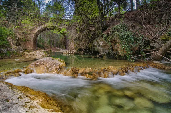 Old Stone Bridge River Clear Transparent Water Rocks River — Stock Photo, Image