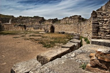 Antik İspanya 'nın Segobriga şehrinde bir Roma amfitiyatrosunun içinde.