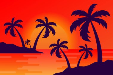 Gradyan sahil günbatımı manzarası.