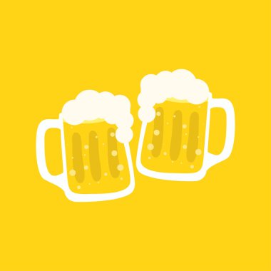Bira için bardaklar. Bira festivali konsepti. Düz vektör illüstrasyonu.
