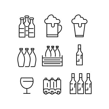 Paket yemek ve içecek doğrusal simgeler ayarlandı.