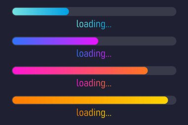 Vektör çizimi renkli yükleme şeritleri. Modern ağ ögelerinin koleksiyonu.
