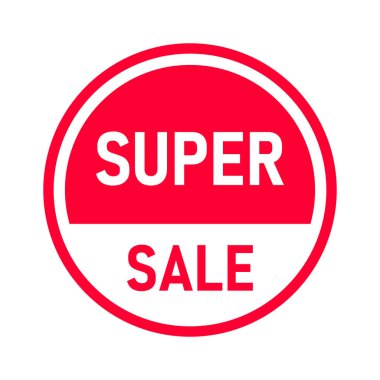 Beyaz arkaplan vektör illüstrasyonunda kırmızı satış etiketi.