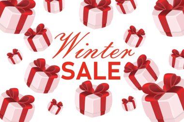 Mutlu Noeller ve mutlu yeni yıl afişleri. Yeşil, kırmızı, beyaz renklerde kış ormanı manzarası olan modern geometrik Xmas tasarımı. Yatay poster, tebrik kartı, site başlığı.