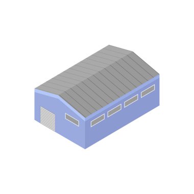 Depo binası. Çizgi film tarzında 3 boyutlu. Vektör resmi