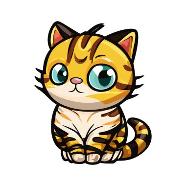 Gözlük takan ve elinde çizgi film tarzında altın para tutan bir kedinin vektör çizimi.