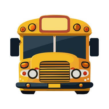 Çizgi film tarzında bir okul otobüsünün vektör illüstrasyonu.