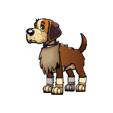 Çizgi film tarzında bir köpeğin vektör illüstrasyonu.