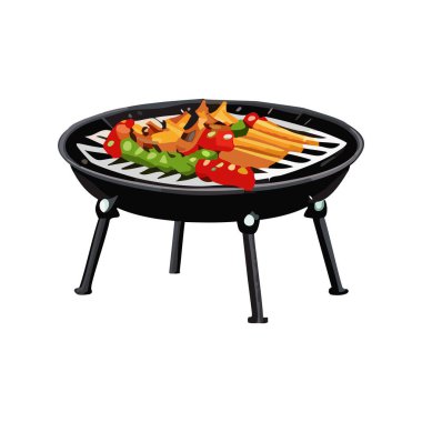 Beyaz arkaplanda bbq vektör illüstrasyonu