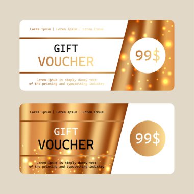 Lüks hediye çeki seti. Noel hediyesi kartı, kupon ve sertifika için şık bir şablon..