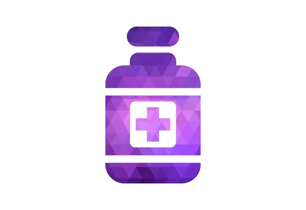 Niska Opieka Zdrowotna Poly Projekt Logo Butelki Medycznej Szablon Projektu — Wektor stockowy