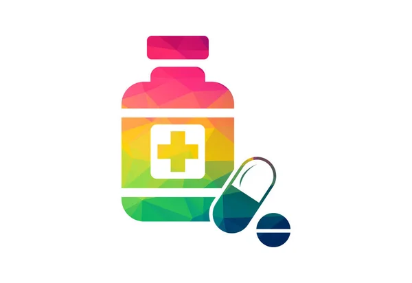 低蛋白和保健 药瓶标志设计 病媒设计模板 — 图库矢量图片