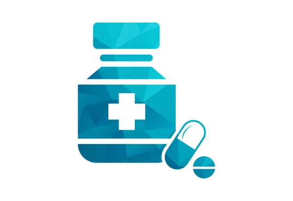 Low Poly Health Care Medical Bottle Logo Design Vector Design — Stock Vector