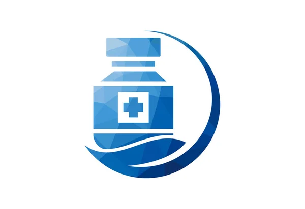 低ポリと健康管理 医療用ボトルのロゴデザイン ベクトルデザインテンプレート — ストックベクタ