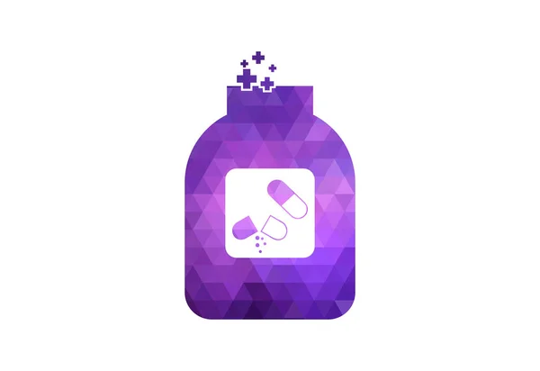 Poly Basso Assistenza Sanitaria Progettazione Medica Del Logo Della Bottiglia — Vettoriale Stock
