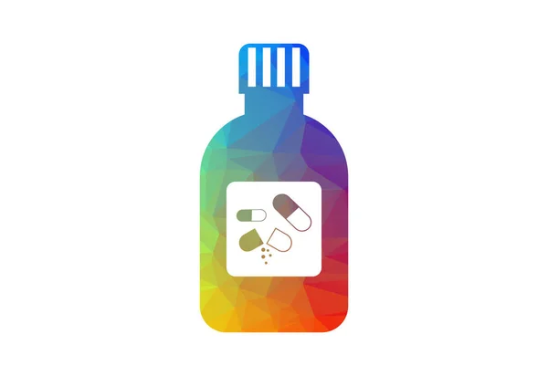 Low Poly Health Care Medical Bottle Logo Design Vector Design — Stock Vector