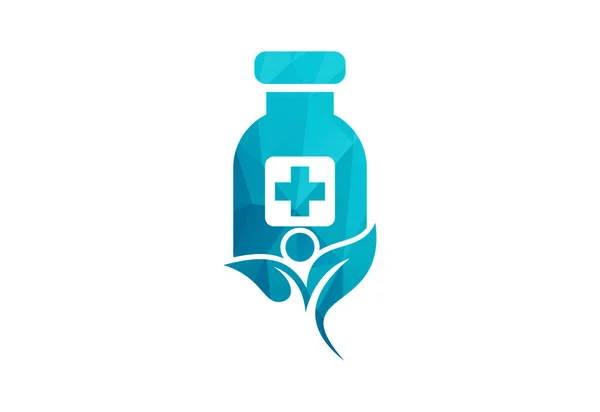 Niska Opieka Zdrowotna Poly Projekt Logo Butelki Medycznej Szablon Projektu — Wektor stockowy