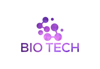 Düşük Poli ve Biyoteknoloji logo tasarımı, Vektör tasarım şablonu
