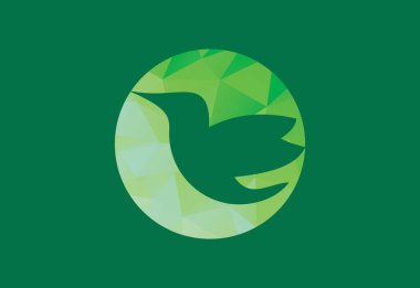 Düşük Poli ve Kuş logosu tasarımı, Vektör tasarım şablonu