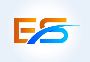 Gradyan E S harfi logo tasarımı, Swoosh, Vektör tasarım konsepti