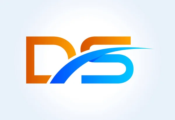 グラデーションD S文字ロゴデザイン スウッシュ ベクトルデザインコンセプト — ストックベクタ