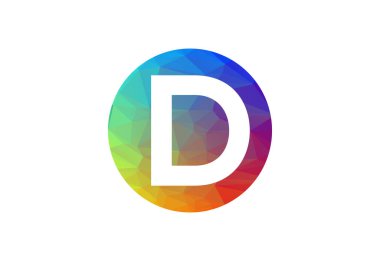 Renkli Low Poly ve ilk D harfi logo tasarımı, Vektör illüstrasyonu