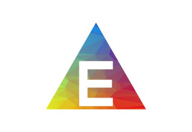 Renkli Low Poly ve ilk E harfi logo tasarımı, Vektör illüstrasyonu
