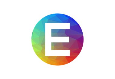 Renkli Low Poly ve ilk E harfi logo tasarımı, Vektör illüstrasyonu