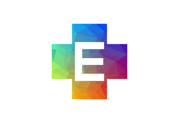 カラフルな低ポリと初期のE文字のロゴデザイン ベクトルイラスト — ストックベクタ