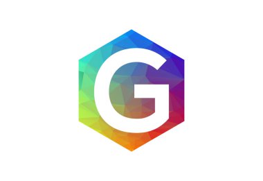 Renkli Low Poly ve ilk G harfi logo tasarımı, Vektör illüstrasyonu