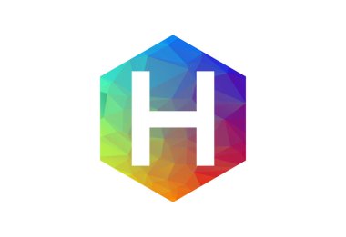 Renkli Low Poly ve ilk H harfi logo tasarımı, Vektör illüstrasyonu