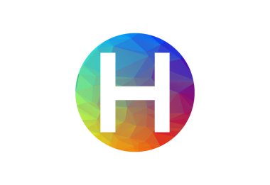 Renkli Low Poly ve ilk H harfi logo tasarımı, Vektör illüstrasyonu