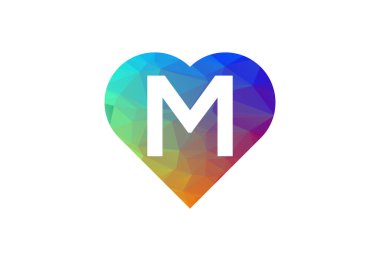 Renkli Low Poly ve ilk M harfi logo tasarımı, Vektör illüstrasyonu