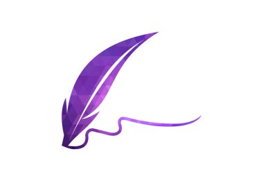 Low Poly and Fountain kalem yazma logosu tasarımı, Vektör tasarım kavramı