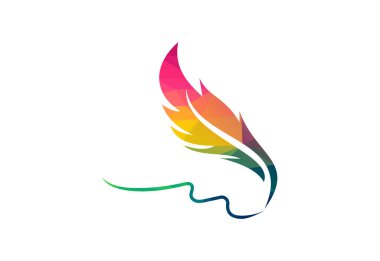 Low Poly and Fountain kalem yazma logosu tasarımı, Vektör tasarım kavramı