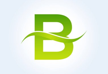 Gradyan B harfi logo tasarımı, swoosh, Vektör illüstrasyonu